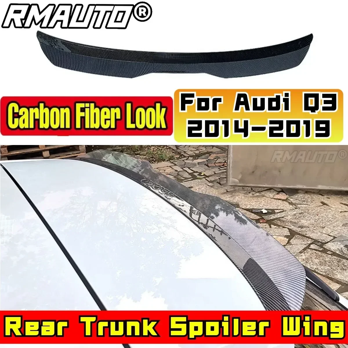 Car Rear Roof Spoiler Exterior Part ABS Plastic Car Rear Spoiler Wing For Audi Q3 2014-2019 Rear Roof Spoiler Modification Part