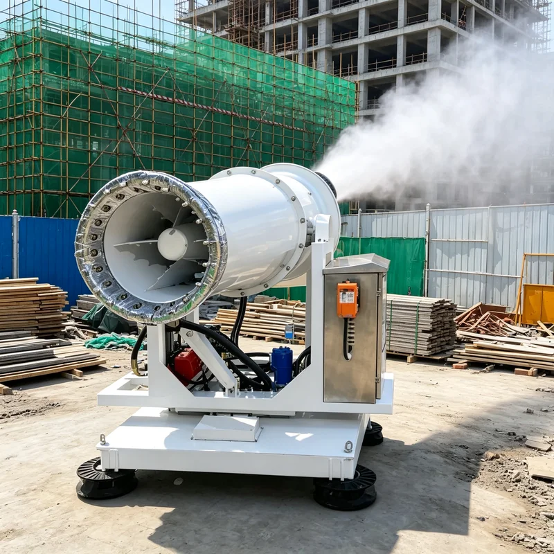 Fog Cannon Machine Galvanized Support Frame 60m Spray Range for Ore Stockpile Dust Reduction Mist Spraying Equipment