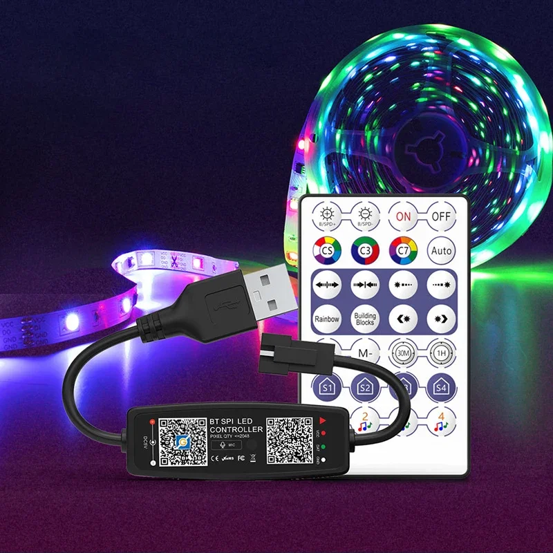 WS2812B Controller Bluetooth Music for Pixel LED Strip Light SK6812 WS2811 WS2812 LED Light Strip USB 5V APP Remote Controller