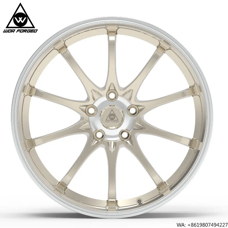 

WOA Premium Custom Frozen Gold Forged Wheels 17 18 19 20 Inch 5x112 5x120 5x114.3 Polished Lip Lightweight Alloy Rims for CE28