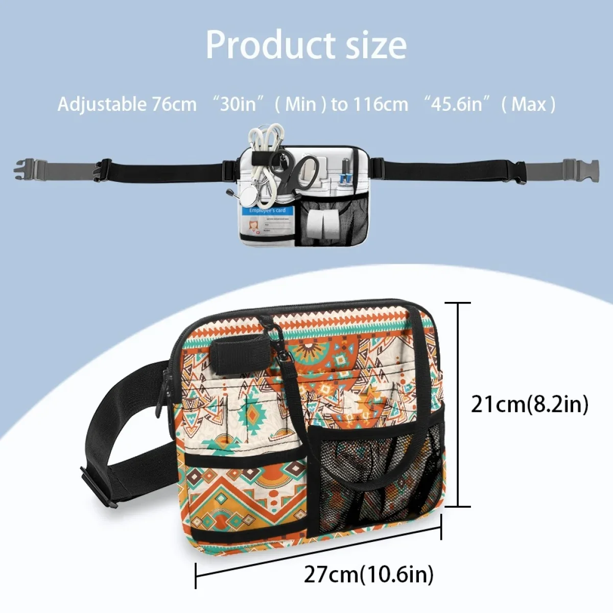 Luxury Tribal Ethnic Design Fashion Waist Bag Hospital Work Portable Adjustable Belt Bag Multi Pocket Medical Tool Storage Pouch