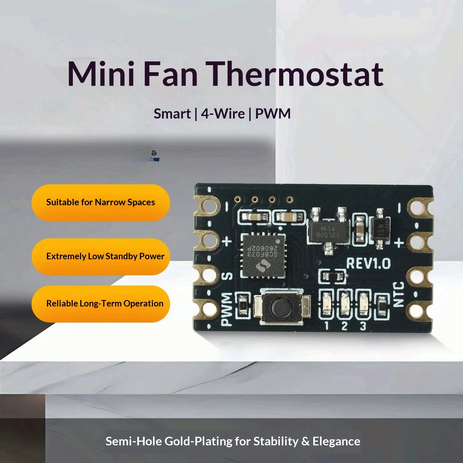 DC5-15V Mini 4-Wire PWM Fan Intelligent Temperature Control Auto Speed Governor Compact Multi Combination Module
