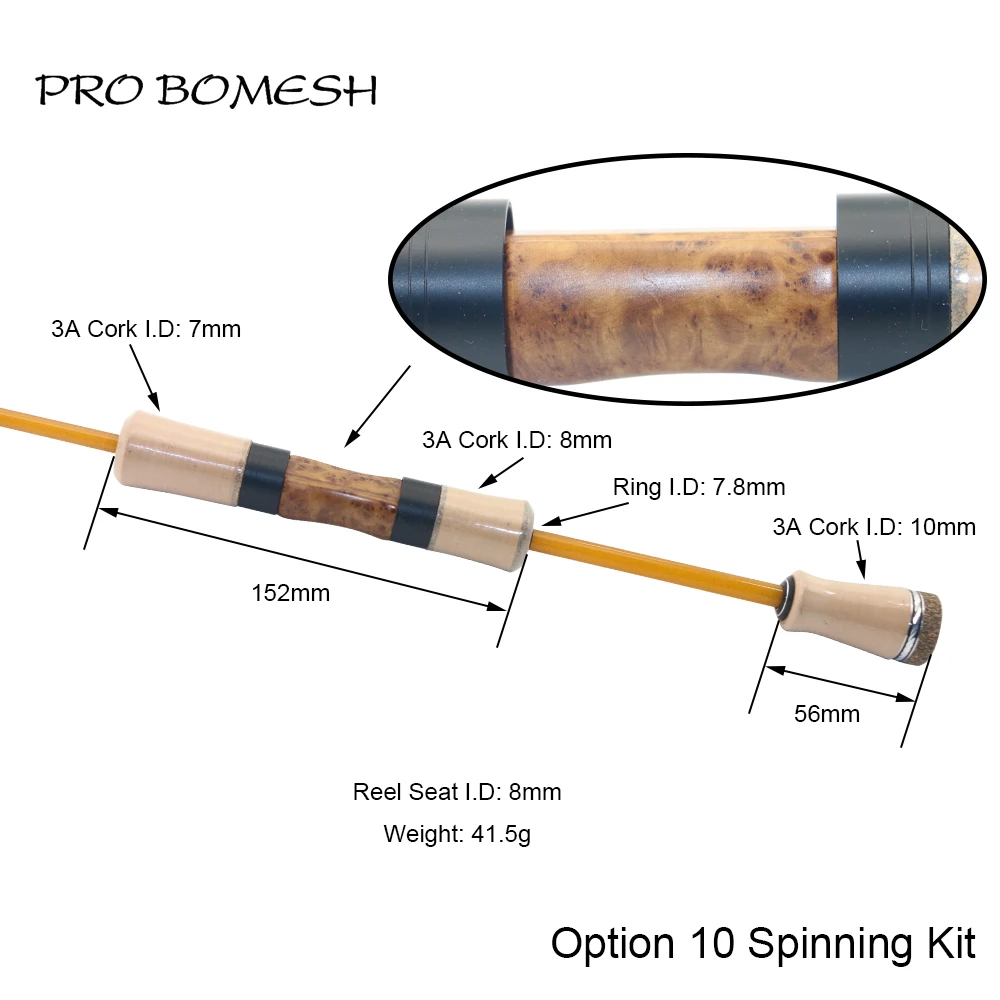 Pro Bomesh Holz Spinning Casting Reel Sitz Split 3A Kork Griff Kit DIY Forelle Angelrute Gebäude Komponente Reparatur Zubehör – Detail 29