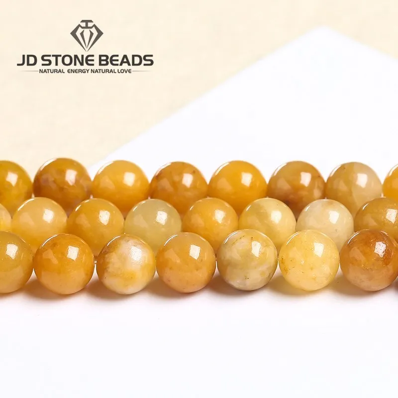 Natural Stone Yellow Aventurine Charm Round Loose Beads For Jewelry Making Needlework Bracelet Diy Strand 4-12MM