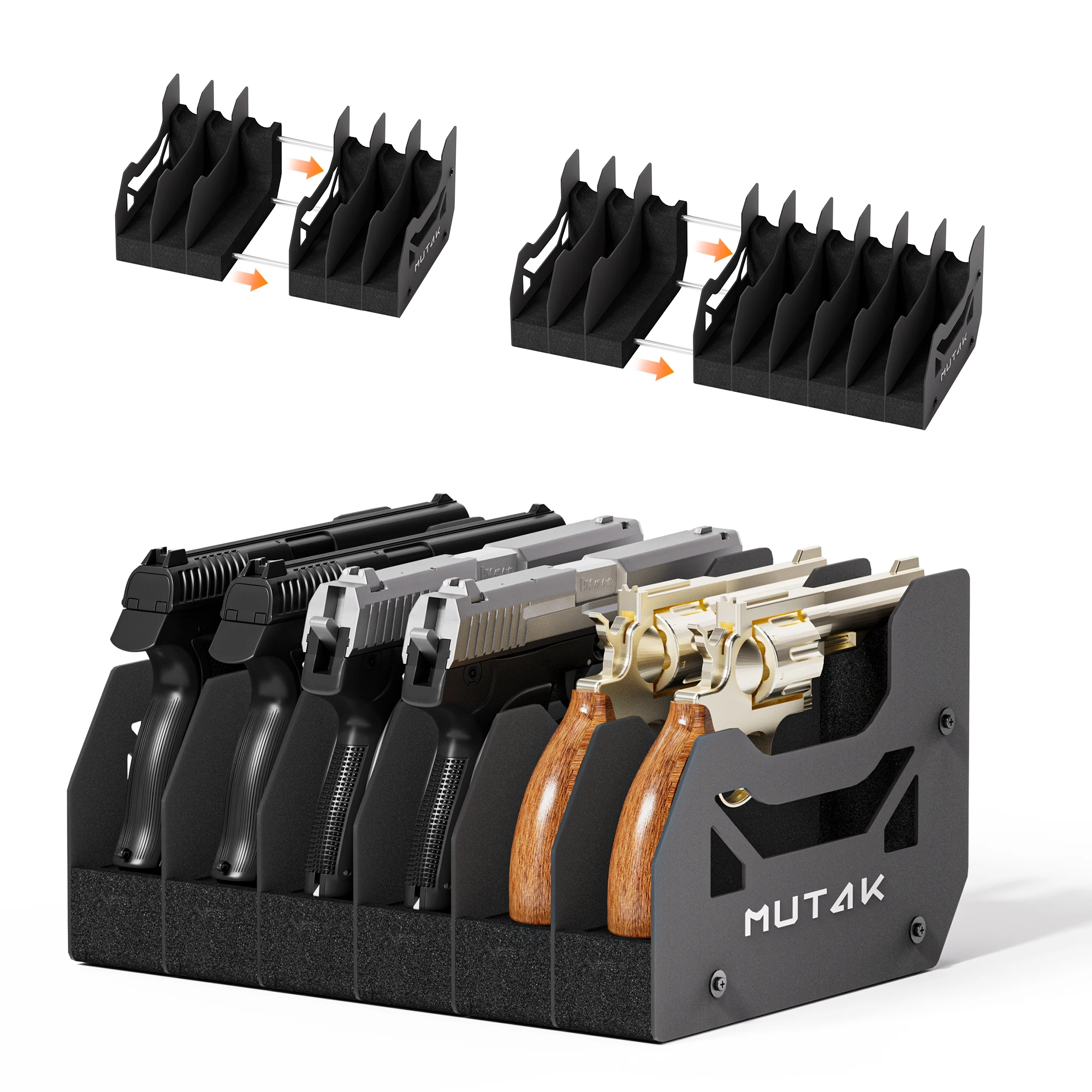 3/6/9 DIY Foam Pistol Rack for Gun Safe,Slots U-Shaped Gun Slots Handgun Rack-Fit Most Size Firearm Revolver Pistols Holder