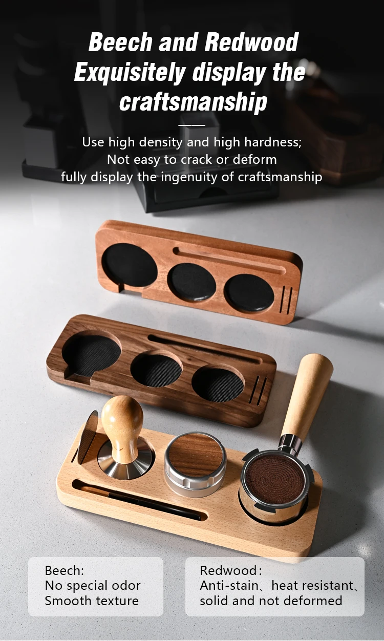 Kaffee-Tamper-Matte Ständer Siebträgerhalter Sapelert Basisgestell aus Walnussholz für 51MM 54MM 58MM Espresso-Zubehör Barista – Detail 5