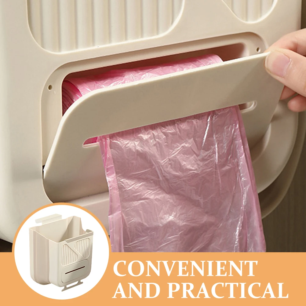 

Hanging Kitchen Waste Basket Foldable Design No Lid Easy to Clean Large Open Top Garbage Container for Countertop Or Under Sink