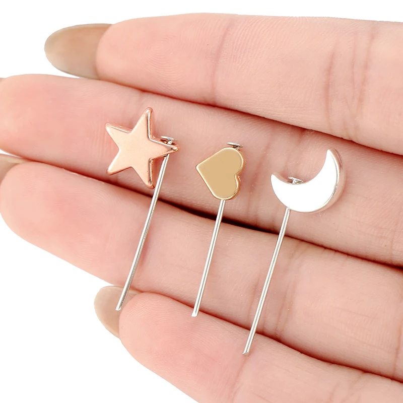 20Pcs Delicate Eyelet Bead Moon Star Heart shaped Zinc alloy pendant  For DIY Earrings Bracelet Necklace Jewelry Making