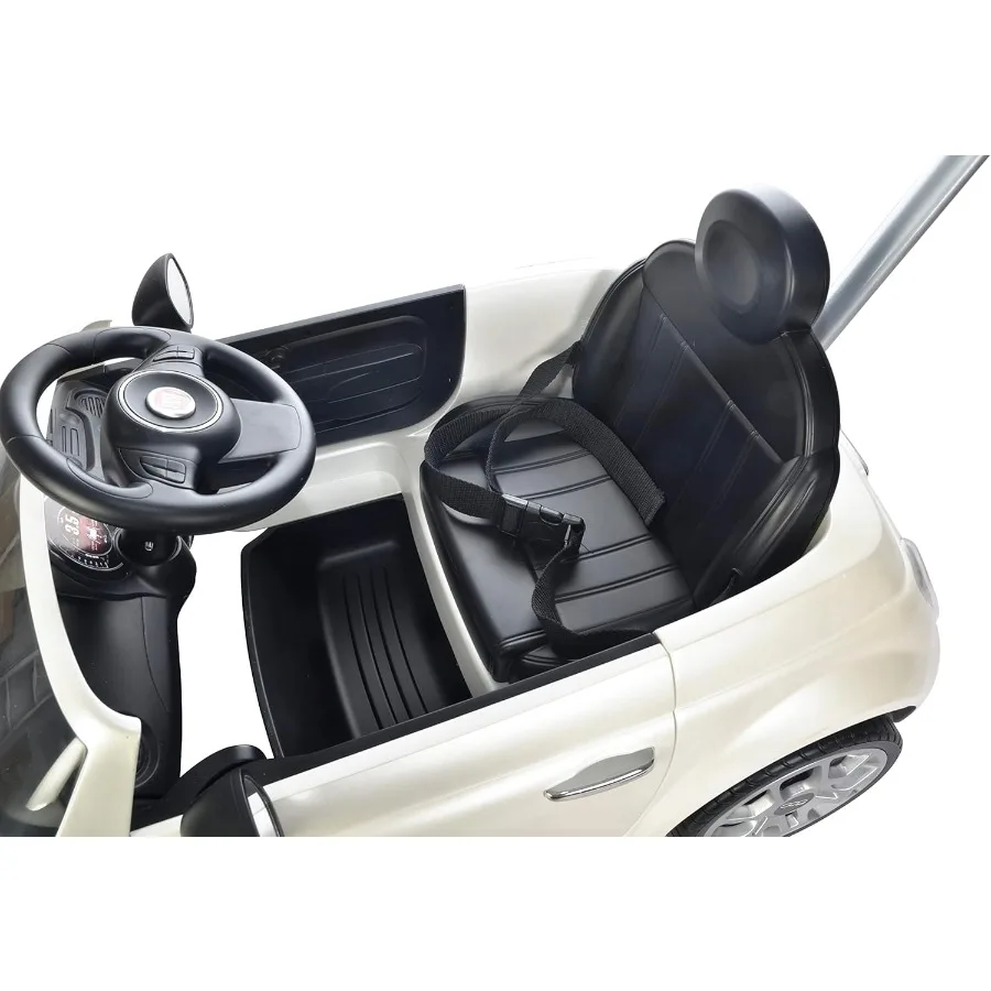 عربة دفع، مع عربة أطفال، مسند قدم ومقبض قابل للتعديل، قرن، موسيقى، عجلات ثابتة، للأطفال من سن 2-3 سنوات، 37 × 19 × 12 بوصة