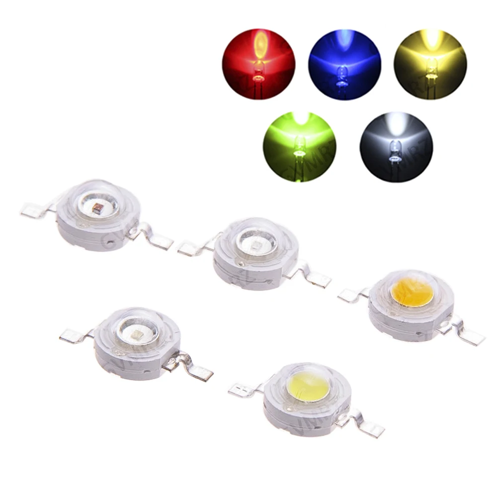 10PCS 1W LED Chip Bead White Red Yellow Blue Green for PCB DIY Electronics