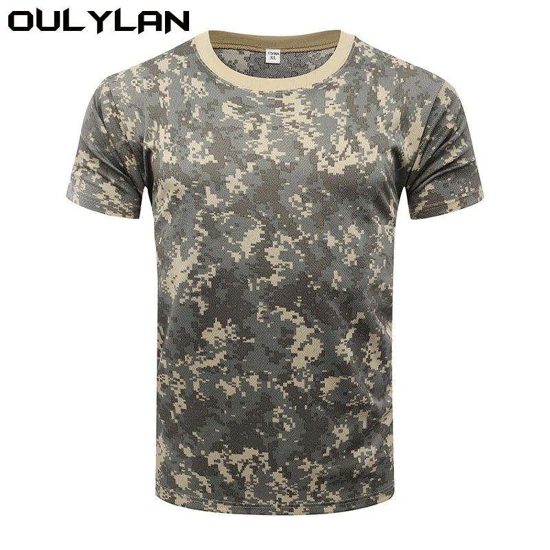 Short Sleeved Clothing Men Mesh Breathable Quick Drying Sports T-shirt Outdoor Physical Training Camouflage Tactical T-shirt