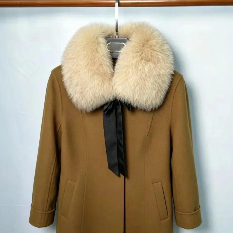 New Fox Fur Collar With Ribbon Women's Winter Warm Real Fur Collar Coat Hood Decor Furry Fur Collar Fashion Warm Coat Shawl