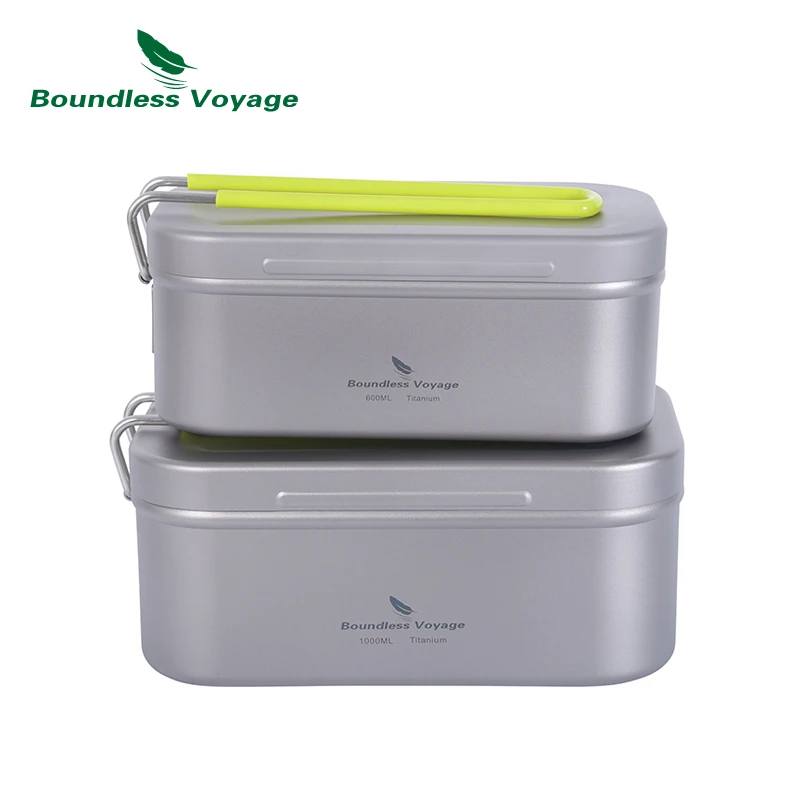 Boundless Voyage Titanium Mess Tin with Lid & Handle & Mini Steamer Racks Outdoor Camping Cookware Lunch Box Bowl Pan for Hiking