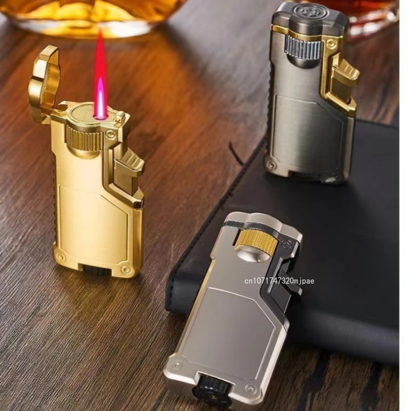 Dropshipping VIP Link Creative Three-color Flame Metal Gradient Inflatable Lighter Flame Switching Cool Windproof Torch Lighter