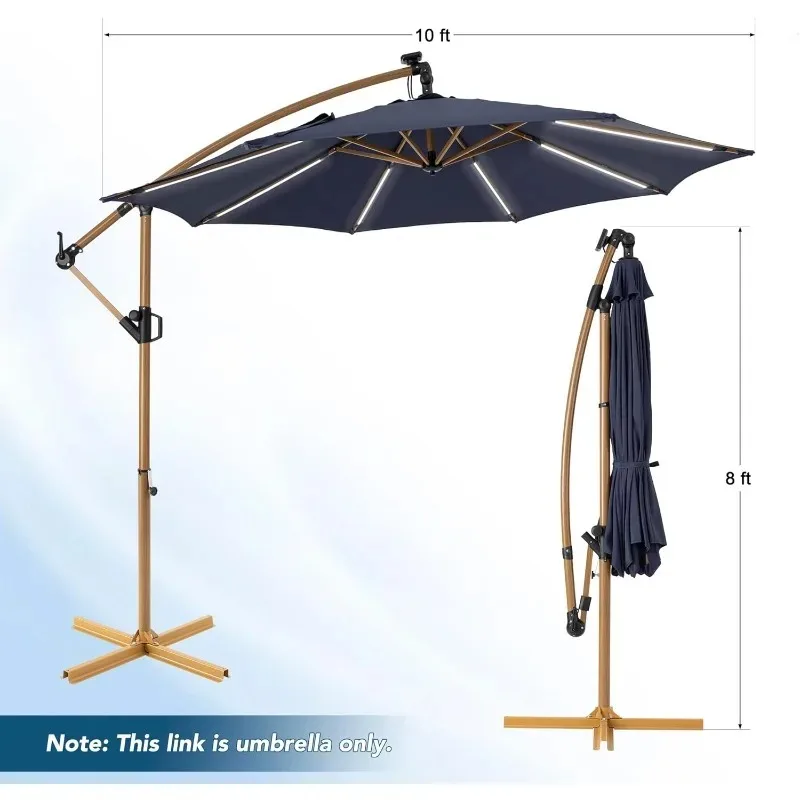 ライト付き10フィートパティオオフセット吊り下げ傘