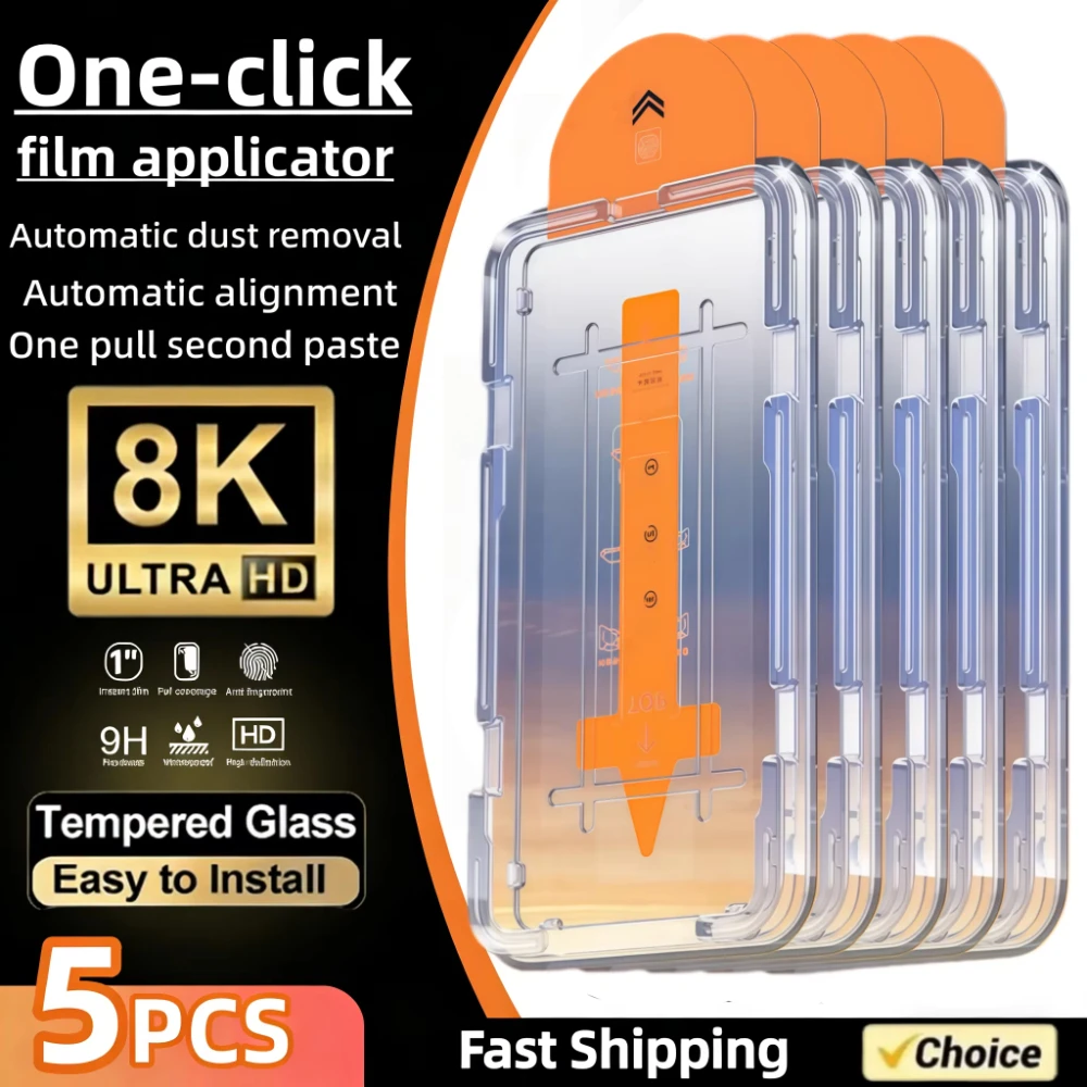 NNBILI 5 Stück Einfach zu Installierende Hochauflösende Displayschutzfolie für iPhone 17 16 15 14 12 13 11 Pro Max XR XS Plus Air Gehärtetes Glas