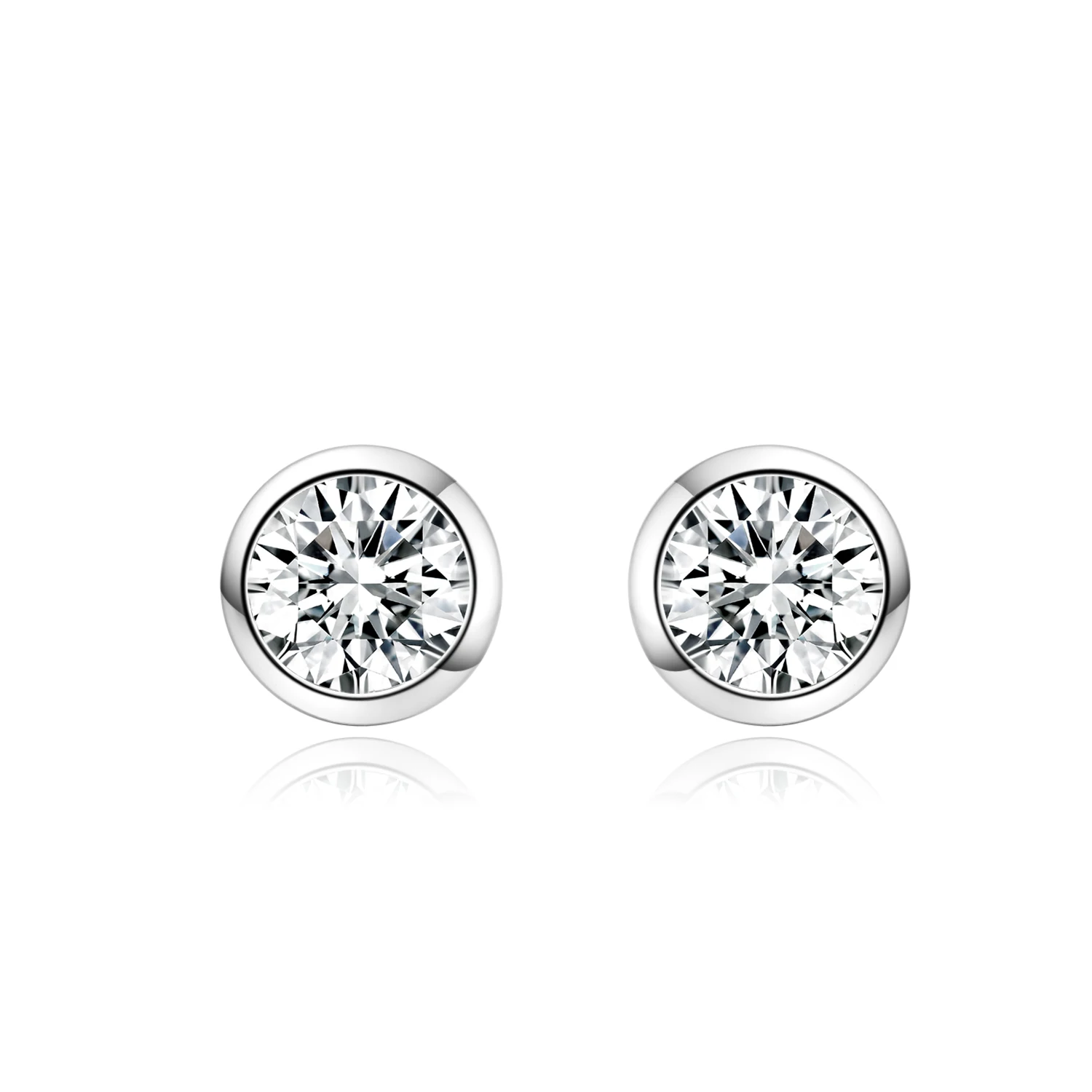 

NGIC/NGTC Certificated Round Lab Grow Diamonds 18K White Gold Stud Earrings DE Color VVS-VS Simple Ear Jewelry