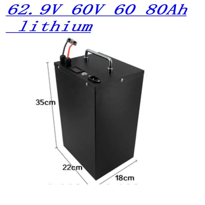 62.9V 60V 60 80Ah lithium ion battery BMS 17S 62.9V 63V li ion battery for 3000w scooter bike Tricycle Motorcycle +10A charger