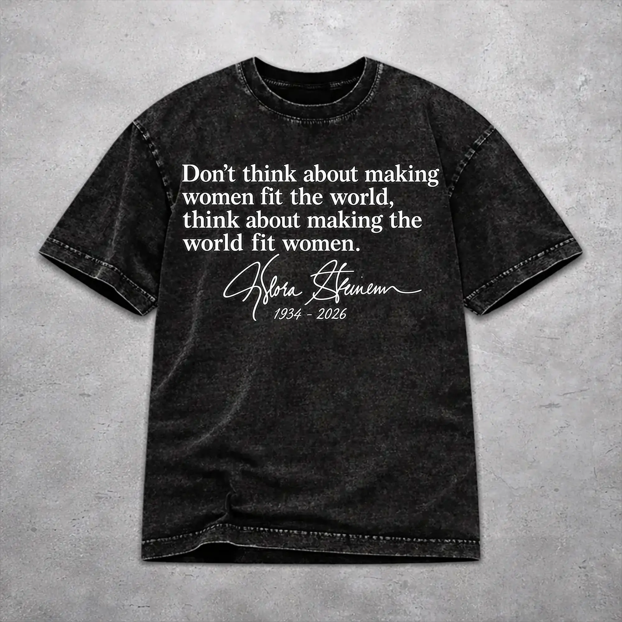 Men Women Harajuku Washed T-shirts RIP Gloria Steinem  Print T Shirt Merch Street  Tees Tops