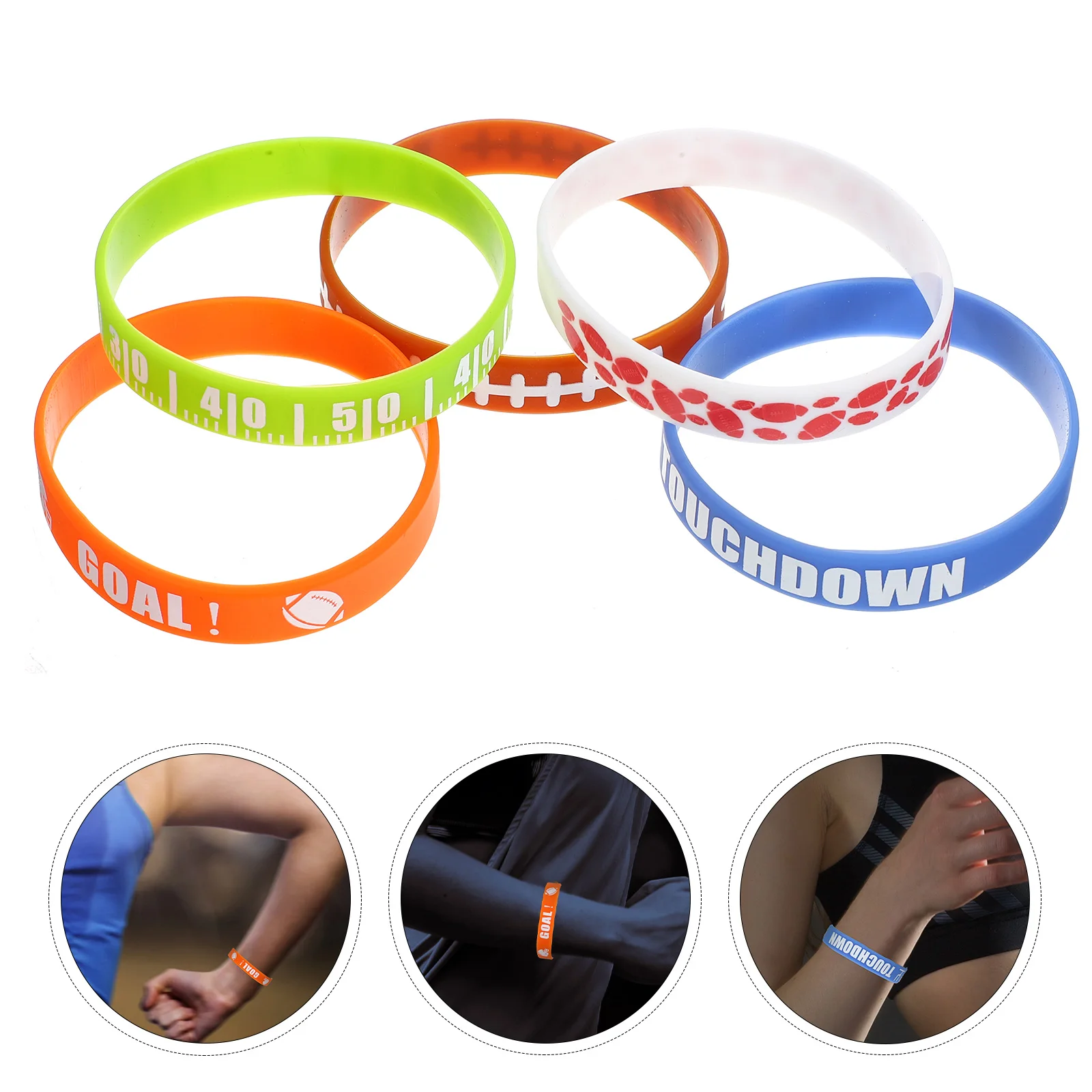 

30pcs Rugby Silicone Bracelets Sports Wristbands for Fans 1 2 3 4 5 Each Portable Wear resistant Accessories