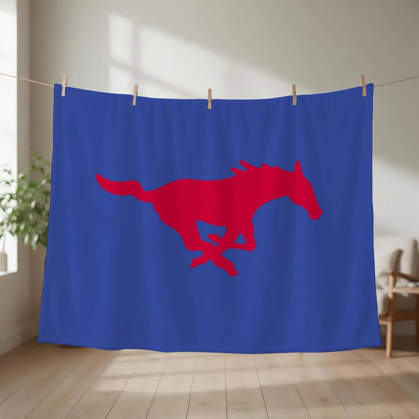 The SMU Mustangs Throw Blanket couch cozy soft plush fuzzy picnic outdoor blanket