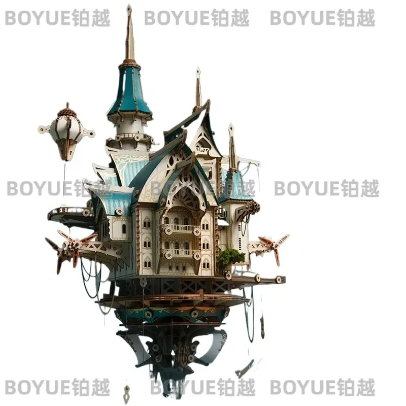 Steampunk Cat Wall Mounted 3D Puzzle DIY Assembly Building Block Model Toy Handmade Aerial Hut Decorative Craft Kit