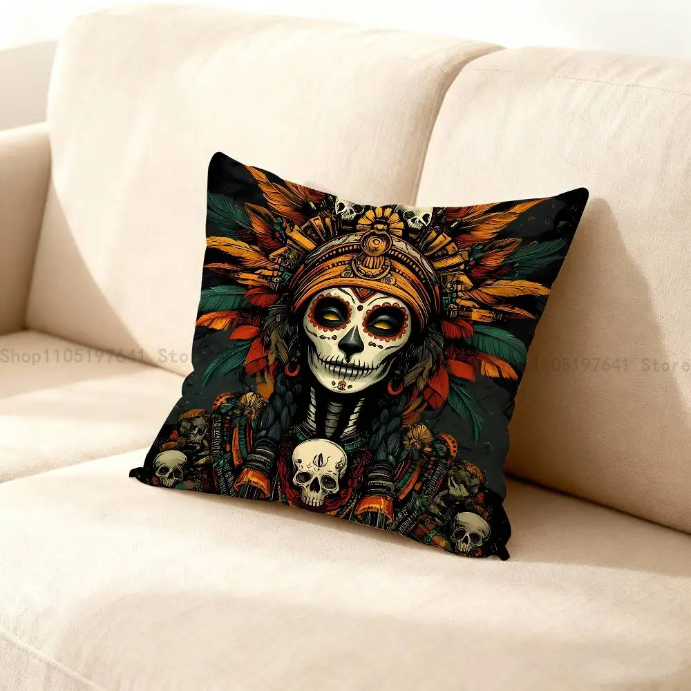 

Mexican Catrina Skull Day of the Dead Pillow Case anime peripheralsBedroom Sofa Decorative Cushion Cover Soft Cushion Cover