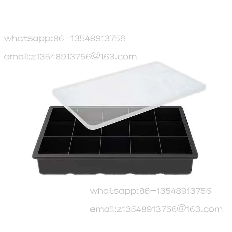 15 grid food-grade silicone ice cube mold, square ice cube box with lid ice cube spot