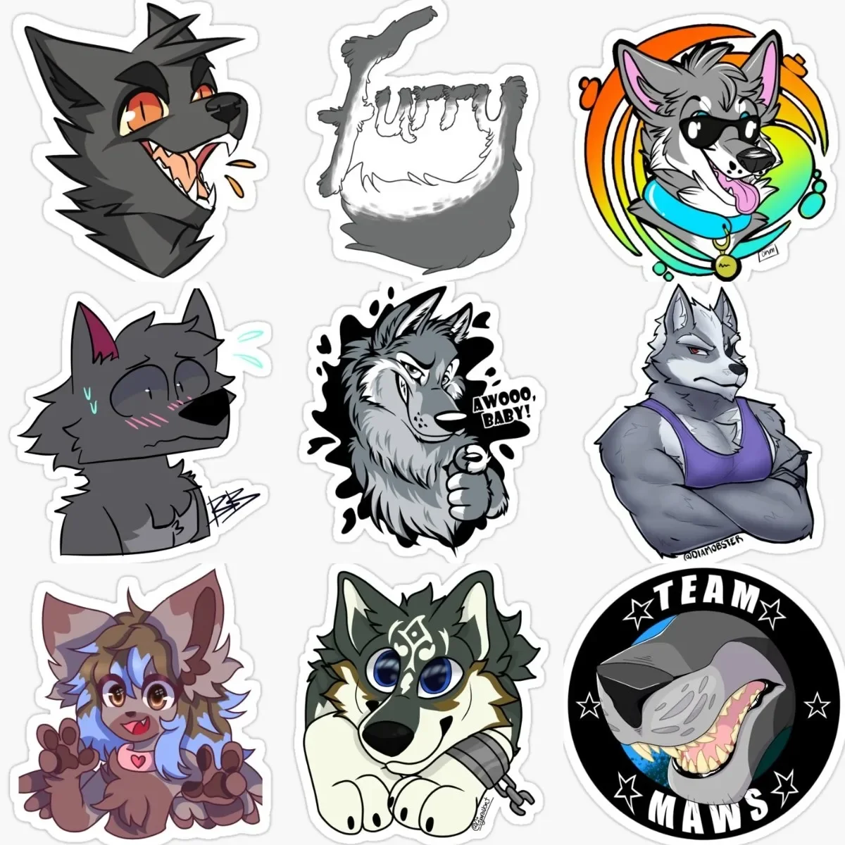

Helluva Boss Anime Furry Wolf Creative Stickers for window Wall Room Motorcycle Car Helmet Decal Assecories