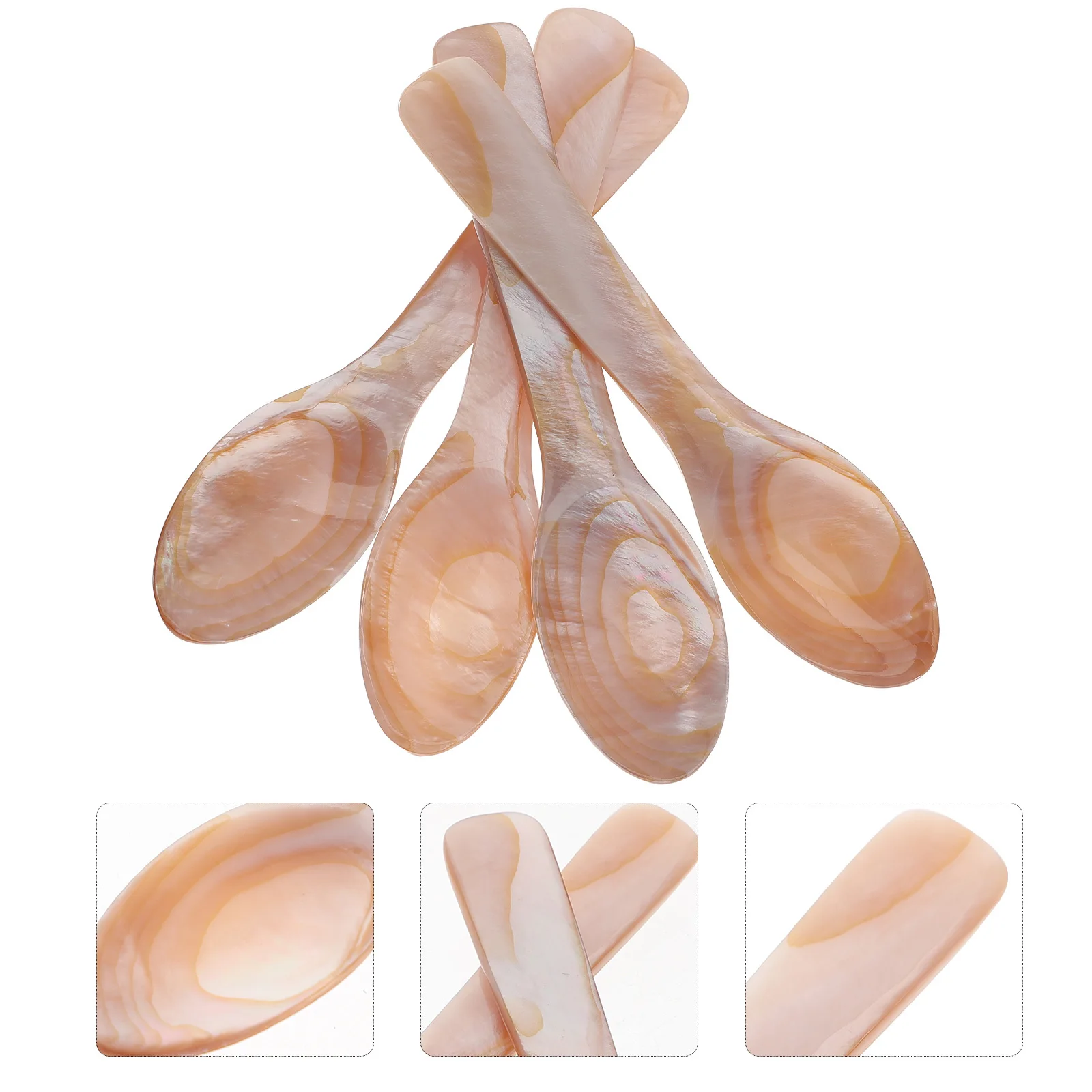 

4Pcs Natural Shell Coffee Spoons Made of Fritillary Slight Polarized Dessert Ice Cream Small Stirring Spoons Ice Cream Spoon