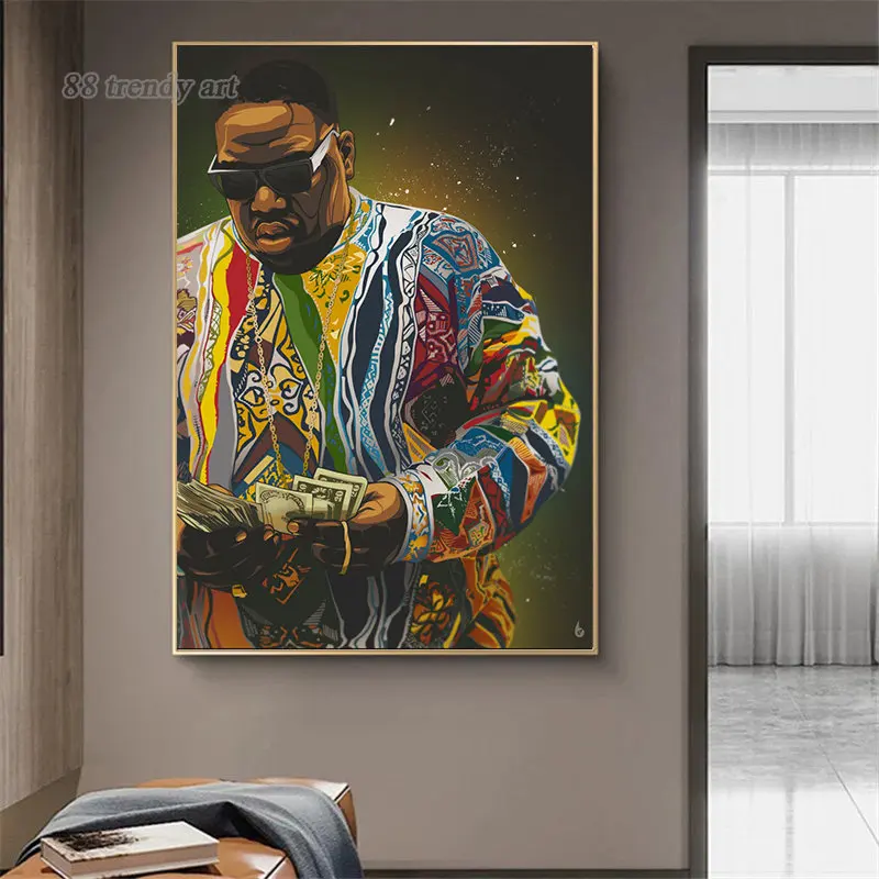 Hip Hop Legend Singer Biggie Posters and Prints Canvas Painting Abstract Rapper Character Wall Art Picture Home Room Decor Gift