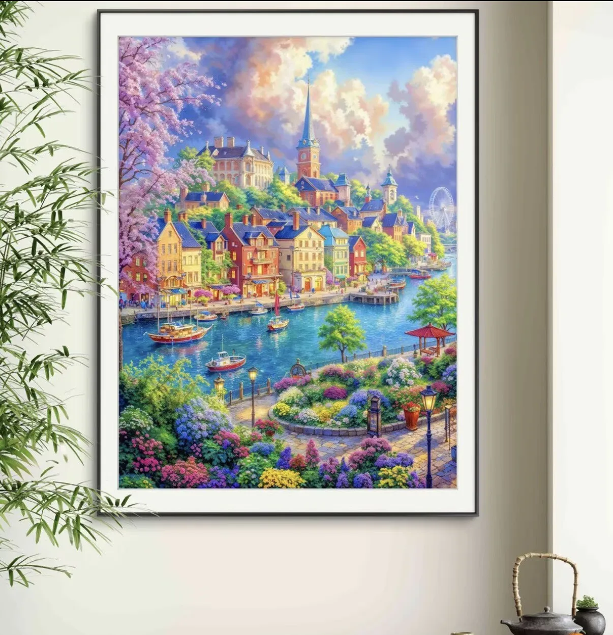 

Набор для вышивания крестиком «Замок» в китайском стиле, 9ct, 75x95 см, с принтом, для рукоделия и декора дома