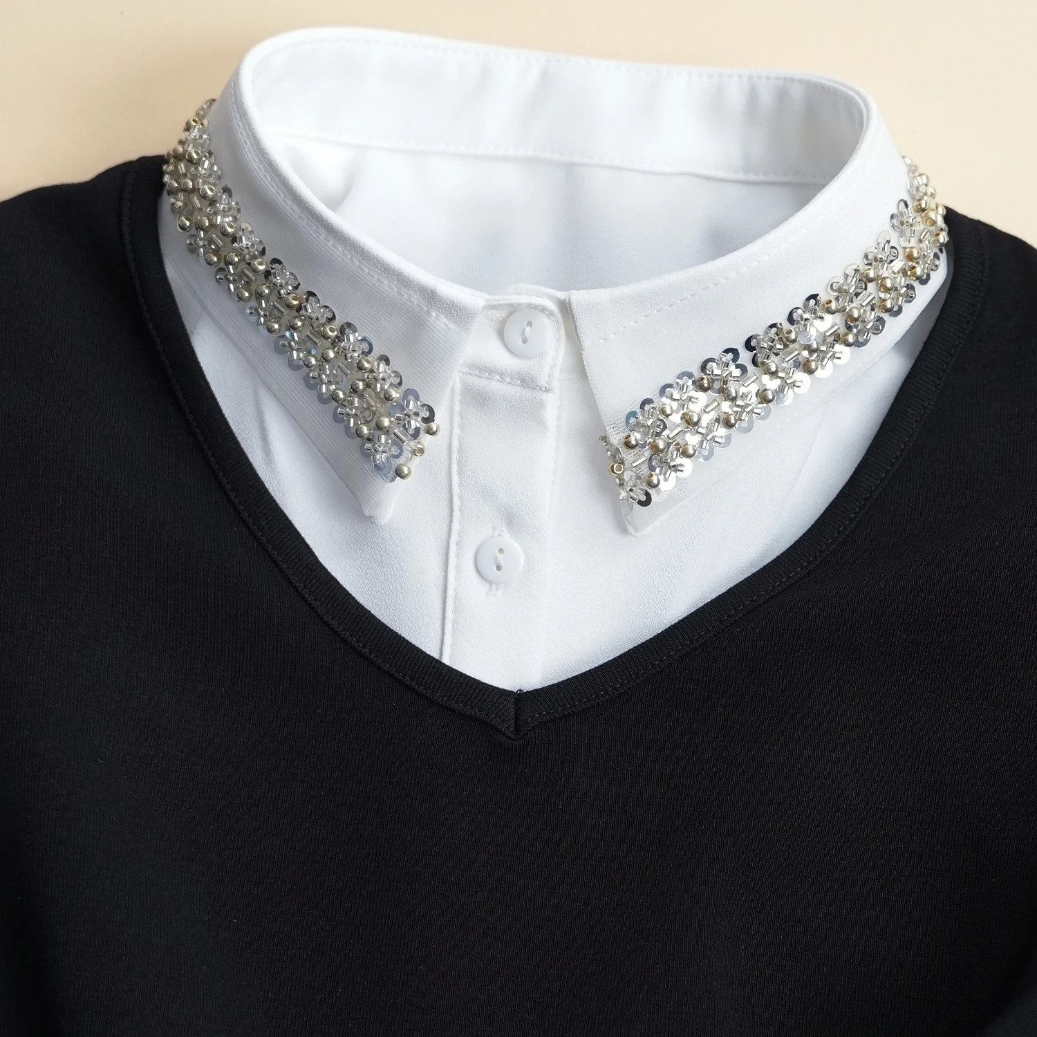 1 piece of luxurious original beaded exquisite women's fake collar, versatile and suitable for spring, summer, autumn and winter