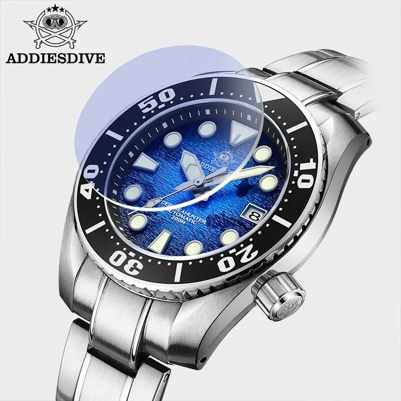 Addiesdive relógios automáticos masculinos 200m à prova dwaterproof água relógio mecânico de cristal safira aço inoxidável bgw9 relógio de pulso de mergulho luminoso