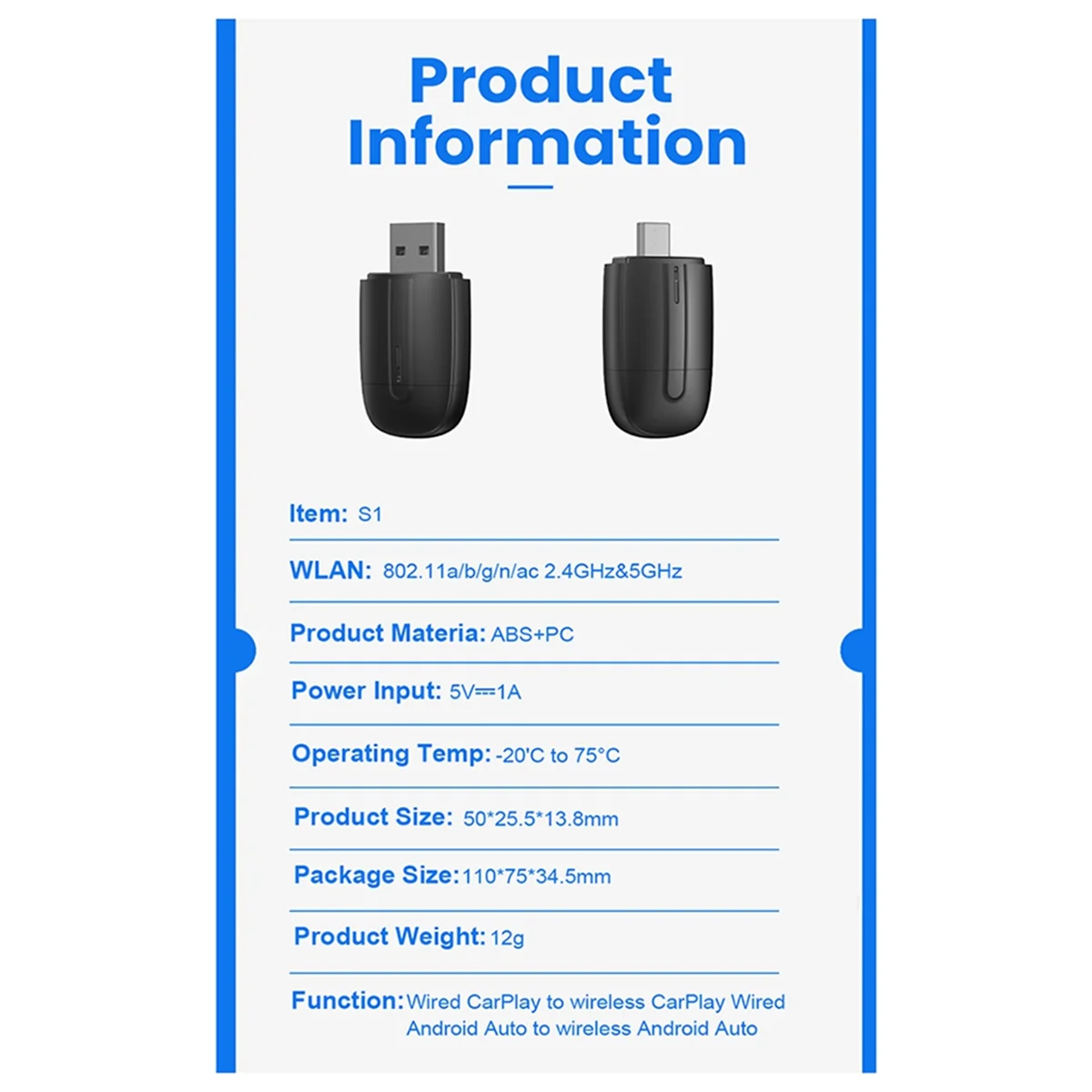 2026 جديد + محول CarPlay Android Auto اللاسلكي 5Ghz WiFi Type-C/USB التوصيل والتشغيل 2in1 دونغل لـ