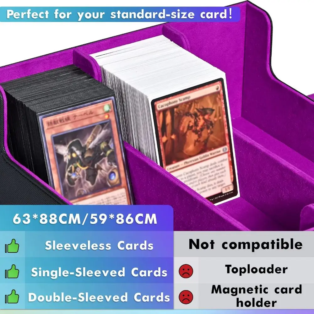 Display Window Game Card Organizer 10 Dividers PU Leather Trading Card Storage Box Cards Case Magnetic Closure Card Deck Box