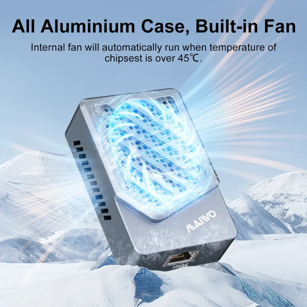 MAIWO ポータブル 10 ギガビット ネットワーク カード Thunderbolt 3 USB 4.0 10Gbps サポート 放熱サイレントで高速データ転送