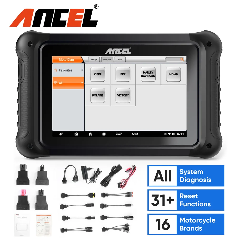 ANCEL MT700 Motorcycle Diagnostic Tool Motorcycle Scanner All System ABS Bleeding Oil Reset Auto VIN Automotive Tools