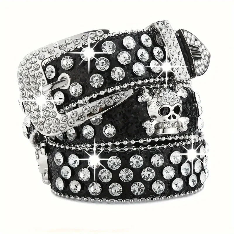 Vintage Skull Buckle Waist Belts For Women Wide Buckle Belt For Cowboy Cowgirl Strap Female Jeans Skirt Waistband Shinning