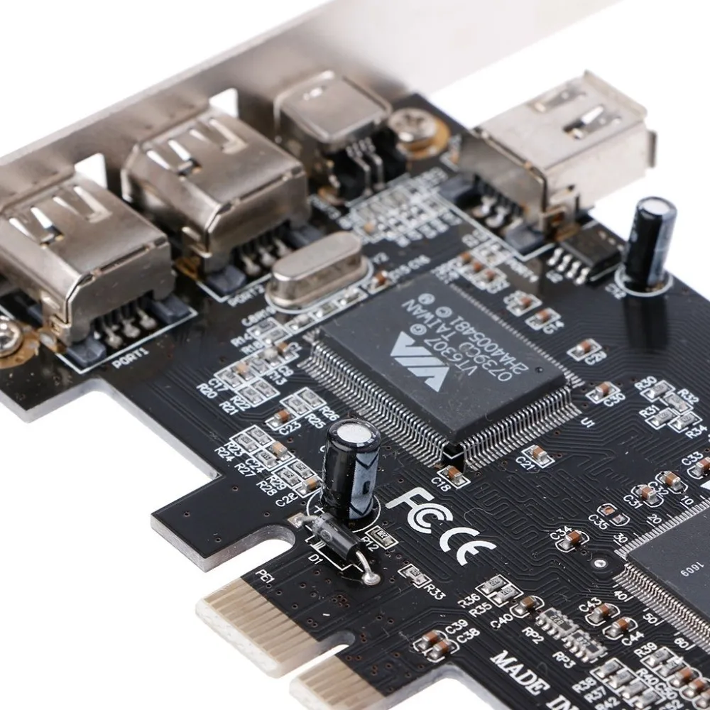 Plastic FireWire 1394a Controller Card 12×10×1.8cm (4.72×3.93×0.70in) Black PCI Express Firewire Adapter