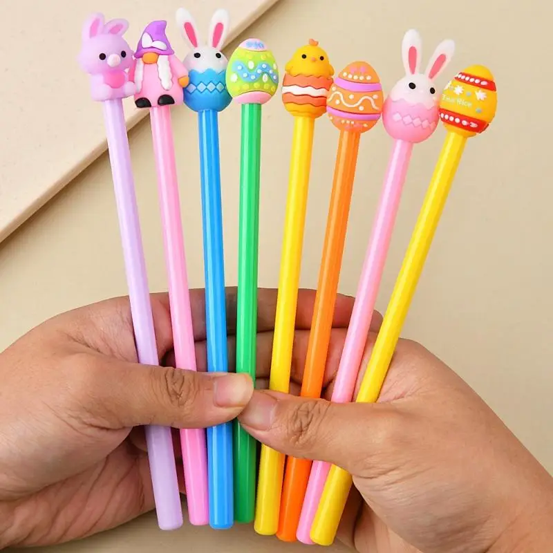 1/5/10Pcs Easter Cartoon Silicone Rabbit Gel Pen Cute Writing Pen For Students Stationery School Supplies Creative Gift