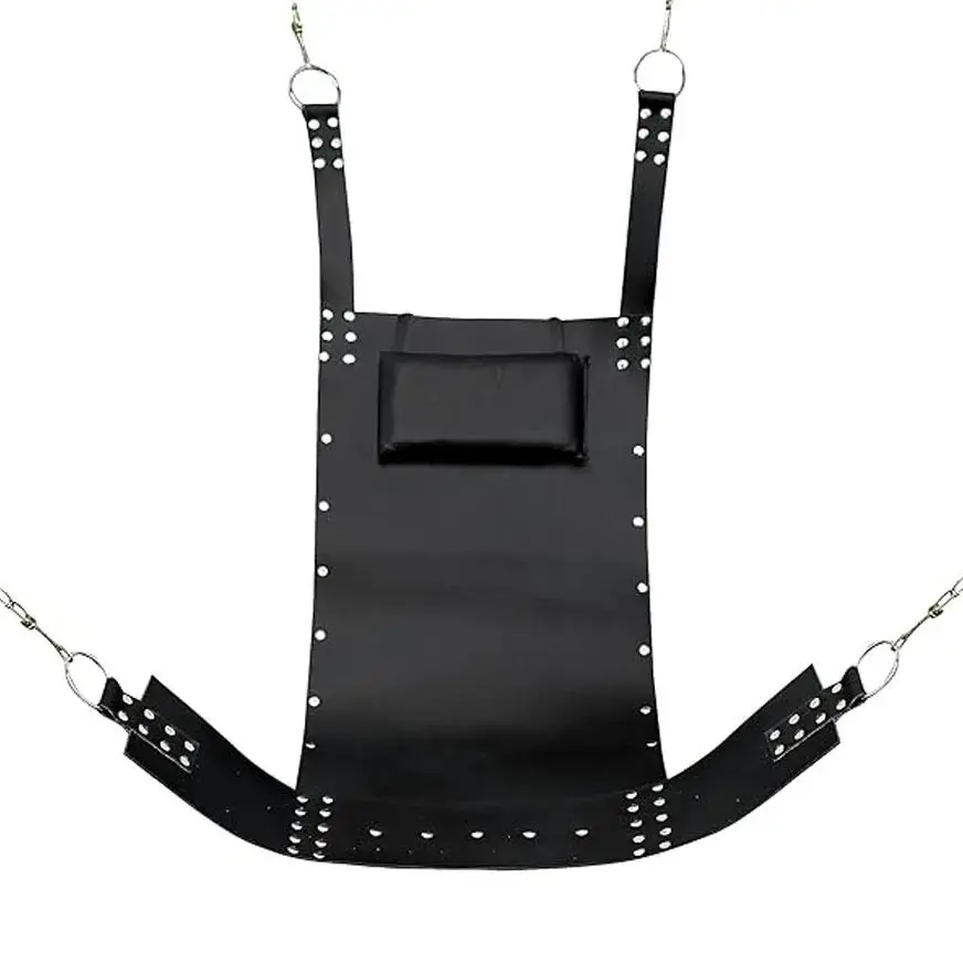 Lederen Zwart Lederen Heavy Duty Sex Sling Swing Volwassen Speelhangmat Met Beugels Monteerbaar