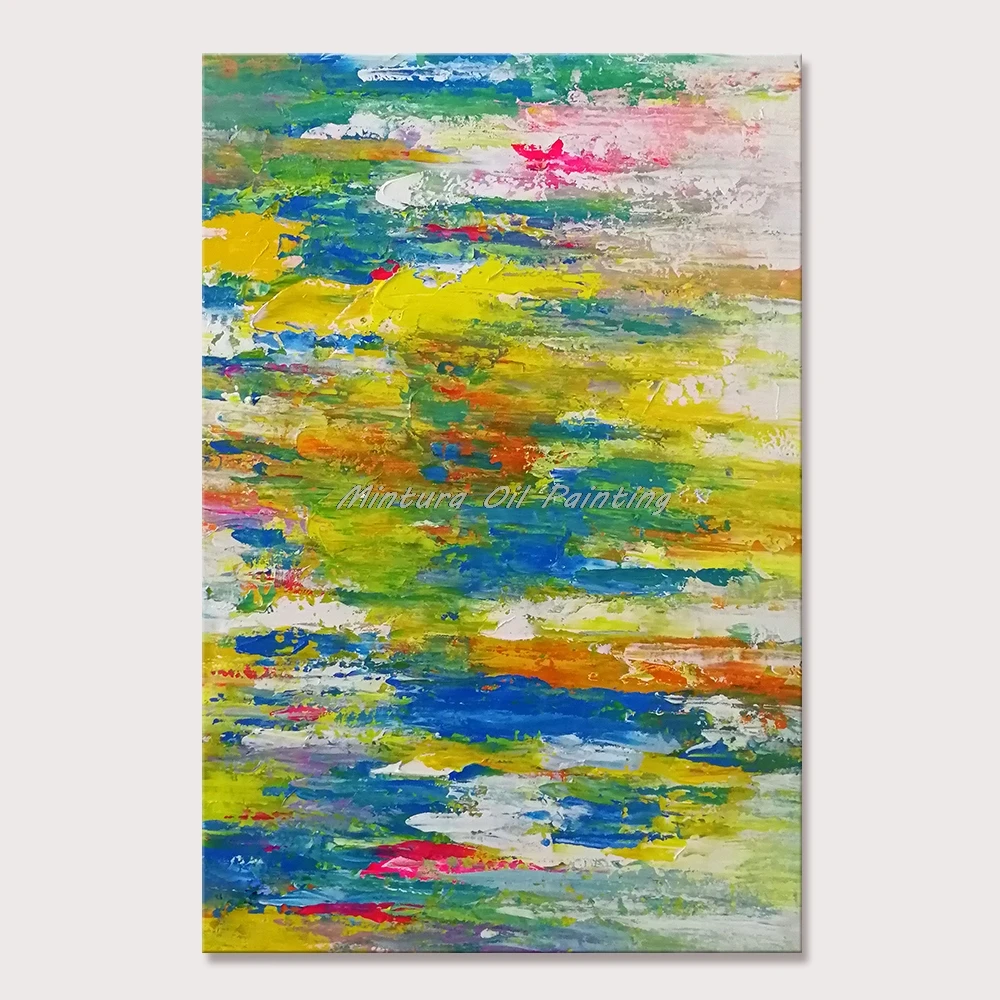 

Mintura Handpainted Abstract Texture Colorful Oil Paintings on Canvas,Modern Wall Art,Picture for Living Berdoom Home Decoration