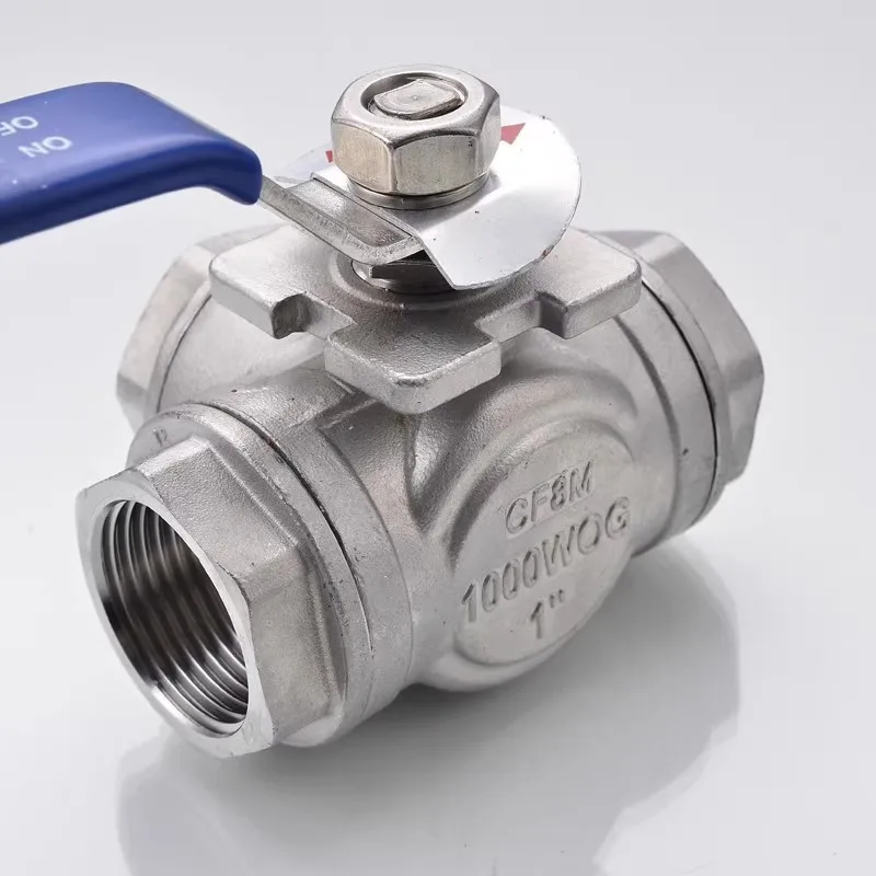 304 stainless steel three-way ball valve with switch buckle L/T type wire valve switch DN8/10/15/20/25/32/40/50/65 1/2