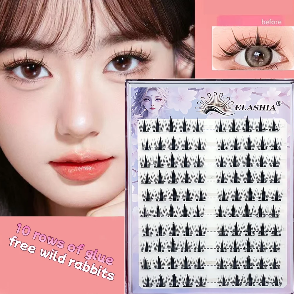 Kleberfreie kleine Wildkaninchen-Wimpern, Kleiner Teufel, für Faule, kleberfreie, natürliche Simulation für Anfänger
