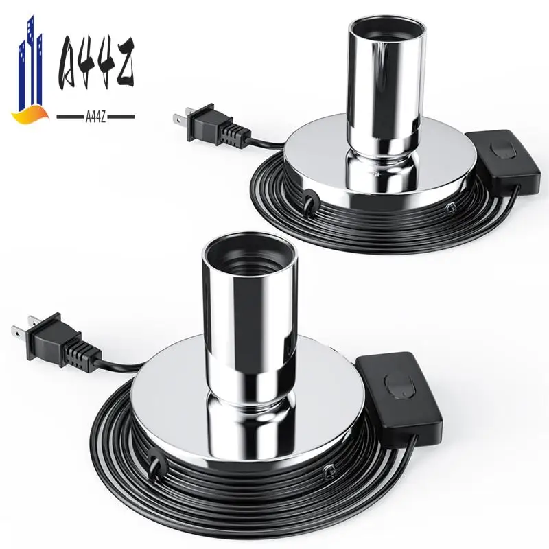 

A44Z-2Pcs Polished Metal Desktop/Hanging Light Bulb Socket E26/E27 Lamp Base,Screw Light Bulb Extension Socket US Plug