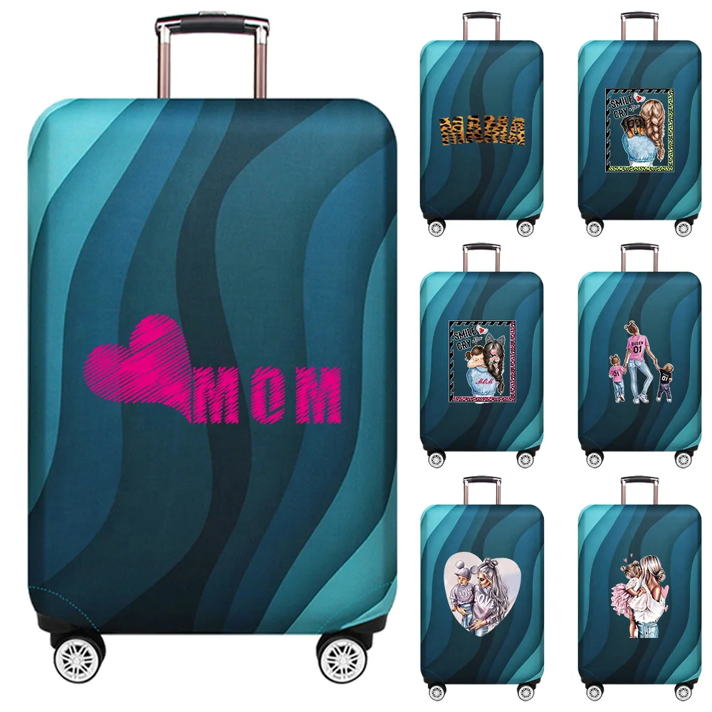 Stretch Fabric Luggage Protective Cover Simplicity Suitcase Trunk Holders Case Portable Travel Accessories Mom Pattern Printing