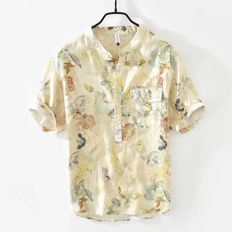 Chemise hawaïenne à demi-manches pour hommes, chemises florales pour hommes, boutonnée avec manches, choses bon marché, tendance chaude, mode masculine, 2024