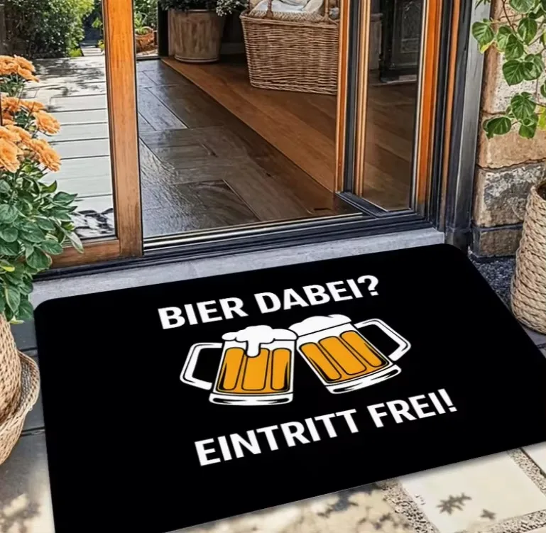 Beer Lover Welcome Outdoor Doormat Craft Beer Culture Doormat, Beer Glass Pattern Carpet Humorous Welcome Mat