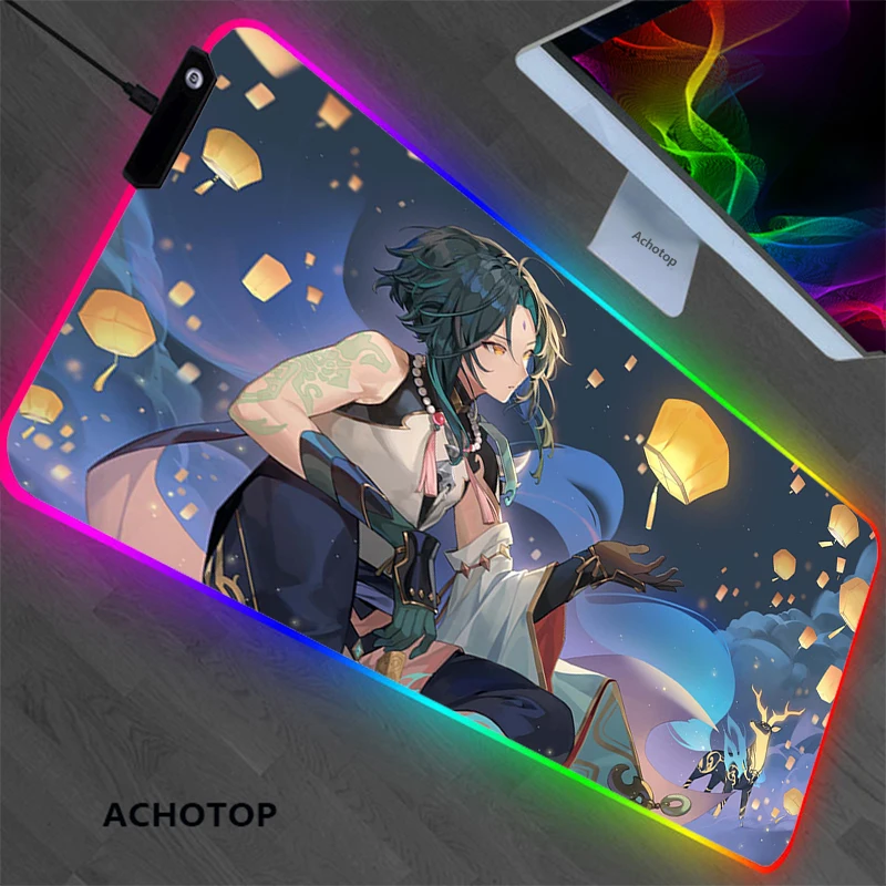RGB Genshin impact Gaming Play Mats Mousepad Anime Cartoon xl Size Gamer Mouse Pad XXL Keyboard Desk Computer PC Mat Notbook Pad